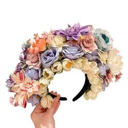 Doppelseitiges Blumen-Stirnband, Mexika-Rose, Blumen-Haarband, modisch, für Damen, Braut, Haarschmuck, Sommer, Strand, Brautjungfern, Haar-Accessoire von Kaohxzklcn