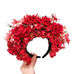 Doppelseitiges Blumen-Stirnband, Mexika-Rose, Blumen-Haarband, modisch, für Damen, Braut, Haarschmuck, Sommer, Strand, Brautjungfern, Haar-Accessoire von Kaohxzklcn