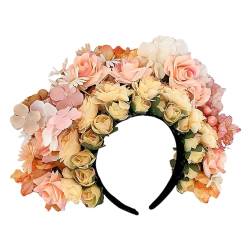 Doppelseitiges Blumen-Stirnband, Mexika-Rose, Blumen-Haarband, modisch, für Damen, Braut, Haarschmuck, Sommer, Strand, Brautjungfern, Haar-Accessoire von Kaohxzklcn