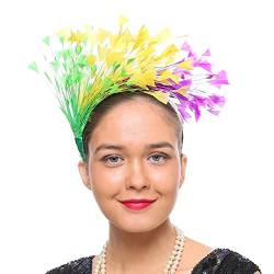 Kaohxzklcn Farbiges Feder-Stirnband, Cocktail-Stirnband, Kopfschmuck, Feder-Fascinator, Kopfschmuck, Teeparty, Hut, Flapper-Feder, Stirnbänder von Kaohxzklcn