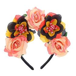 Kaohxzklcn Halloween-Haarband, Gothic-Blumenkronen für Damen, Gothic-Totenkopf-Stirnband, Tag der Toten, Gothic-Blumen-Haarband, Gothic-Totenkopf-Stirnband von Kaohxzklcn