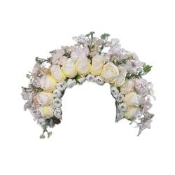 Kaohxzklcn Schöne Blumen-Haardekoration, einfaches und schönes Blumen-Stirnband für Fotoshootings und traditionelle Outfits, Damen-Blumen-Haar-Accessoire von Kaohxzklcn
