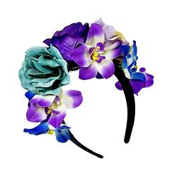 Rosen-Blumen-Haarband für Braut, Hochzeit, Haarreif, eleganter Kopfschmuck, Dame, Mädchen, Party, Haarschmuck, Blumen-Haarreif, Stirnband, Frauen-Kopfschmuck von Kaohxzklcn