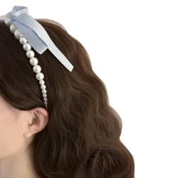 Schleifen-Stirnband für Damen mit weißen Perlen Dekor, zarte Stirnbänder, Bankette, Stirnbänder, süße Haarbänder, Yoga-Zubehör, Gesichtswäsche, Stirnbänder für Damen, Großpackung zum Waschen des von Kaohxzklcn