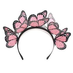 Schmetterlings-Fascinator für Cosplay, Party, Hochzeit, Festivals, Mädchen, Brautschmuck, Schmetterling, Stirnband, Flora-Fairy, Kopfbedeckung, Haarbänder von Kaohxzklcn