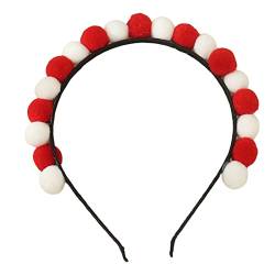 Weihnachts-Stirnband, Weihnachts-Haarreifen, PomPoms, Haarband, Weihnachts-Stirnbänder für Mädchen, Neujahr, Party, Kopfbedeckung, Pompons, Stirnband von Kaohxzklcn