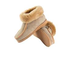 Mammoth Bequeme Hausschuhe für Damen aus echtem Lammfell weiche kuschelige Lammfellschuhe mit weichem Fell warme moderne Hausschuhe atmungsaktiv (Beige, 42) von Kapeć