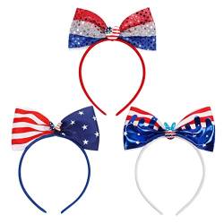 3 x modische Schleifen-Haarreifen: patriotisch, dekorativ, Unabhängigkeitstag, Karneval, Party, Stirnband von Kapmore