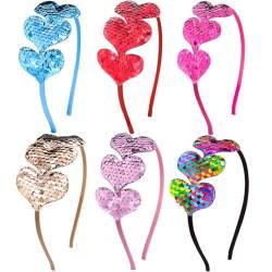6 x Pailletten-Stirnband, Haarreifen, Glitzer, niedlich, trendig: für Valentinstag, Herz-Stirnband von Kapmore