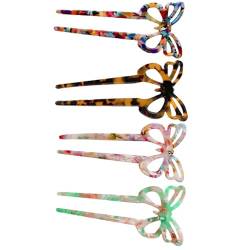 Chignon Butterfly Clip, elegantes 4-teiliges Zelluloid-Set mit niedlichen Gabeln zum Halten der Haare von Kapmore