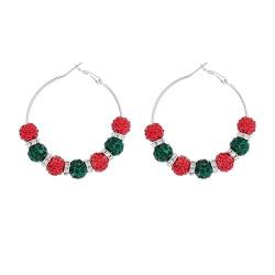 Damen Kristall Perlen Weihnachten Creolen - Entzückende Kreis Ohrringe für festliche Anlässe, Acryl, Kein Edelstein von Kapmore