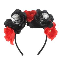 Halloween Blume und Skelett Stirnband - Festliches künstliches Blumen-Haar-Accessoire für Partys von Kapmore