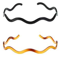 Kamm-Haarbänder für Männer und Frauen, 2 Stück, gewellt, Kunststoff, Unisex-Haarreifen von Kapmore