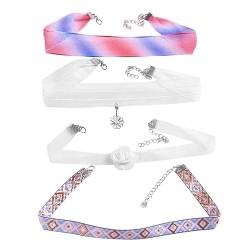 Kapmore Handgefertigtes Samt-Halsketten-Set, 4-teilig, modisches Blumenband-Halsband für Damen, Zink von Kapmore