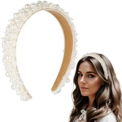 Kapmore Perlen-Stirnband, stilvolle breite Haarreifen, modisches Braut-Stirnband, elegantes Kunstperlen-Haarband, Hochzeits-Haarschmuck für Frauen von Kapmore