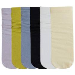 Modische Slouch-Socken für Mädchen: 6 Paar, gemütliche Crew-Socken in einfarbigen Farben, dehnbare Freizeitschuhe für sommerliche Gemütlichkeit, Einheitsgröße, Baumwolle von Kapmore