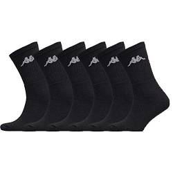 Kappa – 6 Paar Herren-Socken, weiß, grau oder schwarz, aus Baumwolle – Sportsocken für Herren Tennis/Running/Walking/Fuß/Basketball/Multisport Gr. 39/42, Schwarz von Kappa