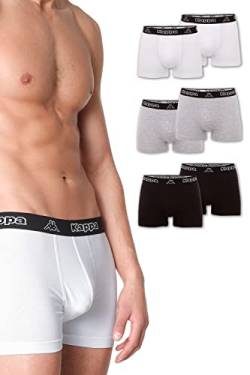 Kappa Enge Boxershorts 6er Pack VINESTA I Retro Pants für Männer aus Baumwolle I reißfeste & atmungsaktive Herren Unterhosen I Boxer im Vorteilspack als Sport-Unterwäsche, Mehrfarbig 2XL von Kappa