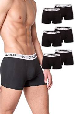 Kappa Enge Boxershorts 6er Pack VINESTA I Retro Pants für Männer aus Baumwolle I reißfeste & atmungsaktive Herren Unterhosen I Boxer im Vorteilspack als Sport-Unterwäsche, Schwarz mit weißem Bund XL von Kappa