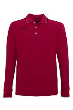 Kappa Herren-Poloshirt mit langen Ärmeln aus Piqué-Baumwolle, 100 % Baumwolle, 200 g., Kirschrot, XL von Kappa
