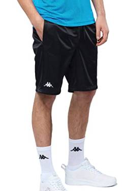 Kappa Herren Shorts in Größe S I Schwarze Sporthose Logo & praktischen Seitentaschen I Aus pflegeleichtem Polyester I Kurze Hose mit elastischem Bund für Sport & Freizeit von Kappa