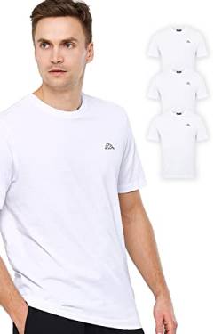 Kappa Herren T-Shirt VOLLAR im 3er Pack | Sport-Shirt mit Rundhalsausschnitt | Basic Tshirt-Set für Männer | Rundhals Oberteil für Sport und Freizeit | Regular Fit | M, Weiß von Kappa