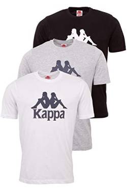 Kappa Tshirt Herren VEPPEL im 3er Pack | T Shirts Männer mit Rundhalsausschnitt und Logodruck | Basic T-Shirt für Herren | Kurzarm Oberteil für Sport und Freizeit | Regular Fit | M von Kappa