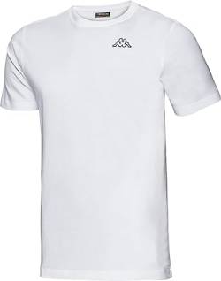 Kappa Unisex T-Shirt, kurzärmliges Oberteil aus 100% Baumwolle in sportlichem Look, mit Rundhals-Ausschnitt und lockerer Passform für Damen und Herren, weiß, Gr. XL von Kappa