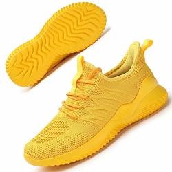 Damen Laufschuhe Athletic Walking Schuhe Leicht Knit Atmungsaktiv Yoga Sneakers Frauen Stilvolle Schuhe, Gelb (gelb), 42 EU von Kapsen