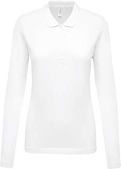 Damen Langarm-Polohemd. Baumwollpiqué - Farbe: White - Größe: 3XL von Kariban