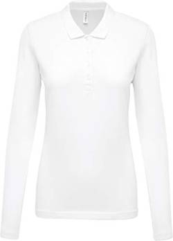 Damen Langarm-Polohemd. Baumwollpiqué - Farbe: White - Größe: XL von Kariban