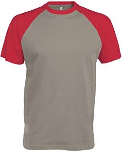 Kariban Baseball T-Shirt K330,Farbe:Light Grey/Red;Größe:XL von Kariban