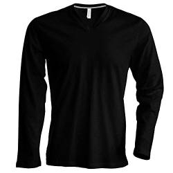Kariban - Herren Langarmshirt mit V-Ausschnitt bis Größe 4XL / Black, 4XL von Kariban