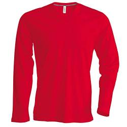 Kariban - Herren Langarmshirt mit V-Ausschnitt bis Größe 4XL / Red, L von Kariban