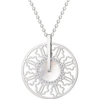 Karisma Collier Karisma Damen Edelstahl Anhängerkette Collier Ornament Chakra Perlmutt Zirkonia Farbwahl 80cm Lang CQD107 - Silber von Karisma