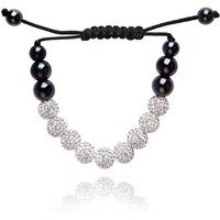 Karisma Edelstahlarmband Karisma Shambala Damen Armband 10 mm Kristalkugeln mit Kristall Elements Stoff Schwarz Weiss von Karisma