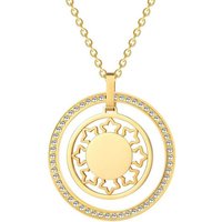 Karisma Kette mit Anhänger Karisma Damen Edelstahl Anhängerkette Collier 2 Kreise Sterne zirkonia Farbwahl 80cm Lang CQD106 - Gold von Karisma