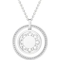 Karisma Kette mit Anhänger Karisma Damen Edelstahl Anhängerkette Collier 2 Kreise Sterne zirkonia Farbwahl 80cm Lang CQD106 - Silber von Karisma