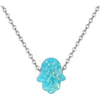 Karisma Kette mit Anhänger Karisma Damen Edelstahl Collier Anhänger Kette - Halskette Opal Fatimas Hand Hamsa - YLK108 - Grün von Karisma