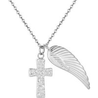 Karisma Kette mit Anhänger Karisma Damen Edelstahl Collier Anhänger Kette - Kreuz Feder - SNS1001 - Silber von Karisma