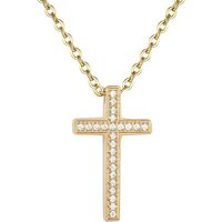 Karisma Kette mit Anhänger Karisma Damen Edelstahl Collier Anhänger Kette - Kreuz Zirkonia - SNS1002 - Gold von Karisma