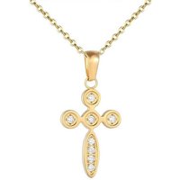 Karisma Kette mit Anhänger Karisma Damen Edelstahl Collier Anhänger Kette - Kreuz Zirkonia - SNS1003 - Gold von Karisma