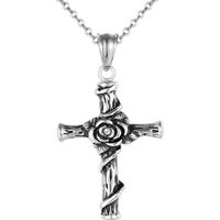 Karisma Kette mit Anhänger Karisma Damen Edelstahl Collier Anhänger Kette - Kreuz mit Blume Zirkonia - SNS1004 - Silber von Karisma