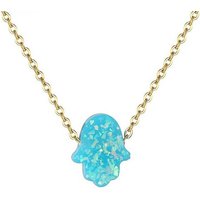 Karisma Kette mit Anhänger Karisma Damen Edelstahl Gold Collier Anhänger Kette - Halskette Opal Fatimas Hand Hamsa - YLK105 von Karisma