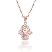 Karisma Kette mit Anhänger Karisma Damen Silber 925 Anhänger Fatima Hand Hamsa Collier Kette 45cm Verlängerung 5cm - Rosévergoldet von Karisma