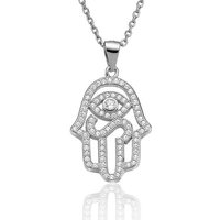 Karisma Kette mit Anhänger Karisma Damen Silber 925 Anhänger Fatima Hand Hamsa Nazar Auge Collier Kette Verlängerung 5cm - Silber Rhodiniert von Karisma