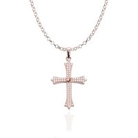 Karisma Kette mit Anhänger Karisma Damen Silber 925 Anhänger Kreuz Zrikonia Collier Kette mit Verlängerung 5cm - Roségold Weiße Steine von Karisma