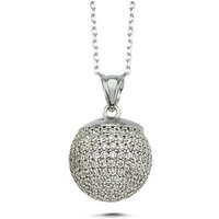 Karisma Kette mit Anhänger Karisma Damen Silber 925 Kugel Anhängerkette 12mm - mit Zirkonia Set Elements und Silber Kette PE003 Farbwahl - Silber von Karisma