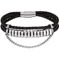 Karisma Lederarmband Karisma Damen Lederarmband 3 Fach gewickelt Edelstahl Zirkonia mit Kette Farbwahl WB-QD102 - Silber von Karisma