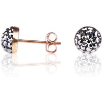 Karisma Paar Ohrstecker Karisma Damen Ohrstecker Halbkgel - Silber 925 Rosé Gold beschichtet mit Kristall Elements Black Diamant Steine-7mm von Karisma